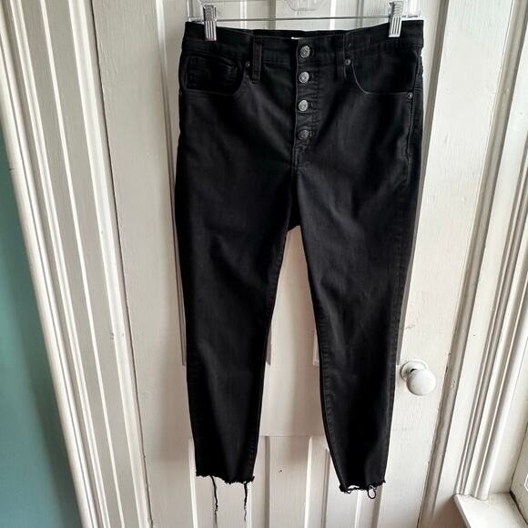 Madewell 10" High Rise Skinny Jeans Berkeley Black Button Through Edition - Picture 2 of 10